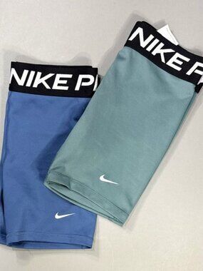 LOT 2 NIKE PRO Girl's COMPRESSION DRI-FIT Shorts Work Blue & Steam Size XL